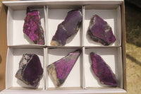 Polished On One Side Metallic Purpurite Specimens x 6 From Namibia - Toprock Gemstones and Minerals 