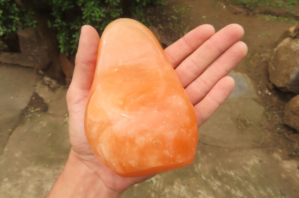 Polished Orange Twist Calcite Standing Free Forms x 2 From Madagascar - Toprock Gemstones and Minerals 