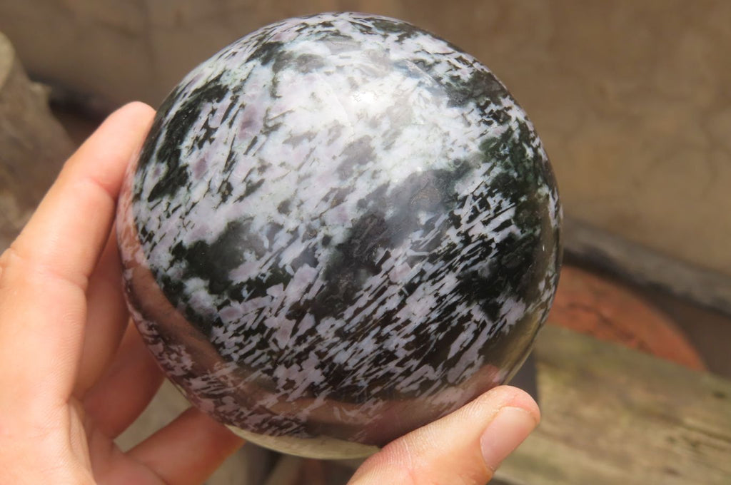 Polished Gabbro / Merlinite Sphere x 1 From Madagascar - Toprock Gemstones and Minerals 