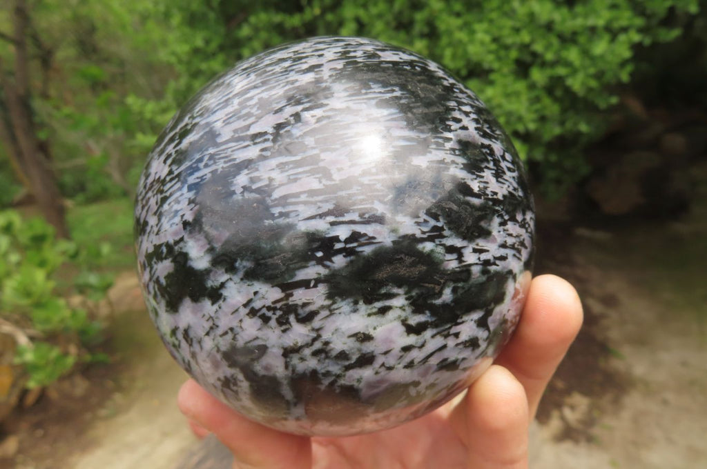 Polished Gabbro / Merlinite Sphere x 1 From Madagascar - Toprock Gemstones and Minerals 