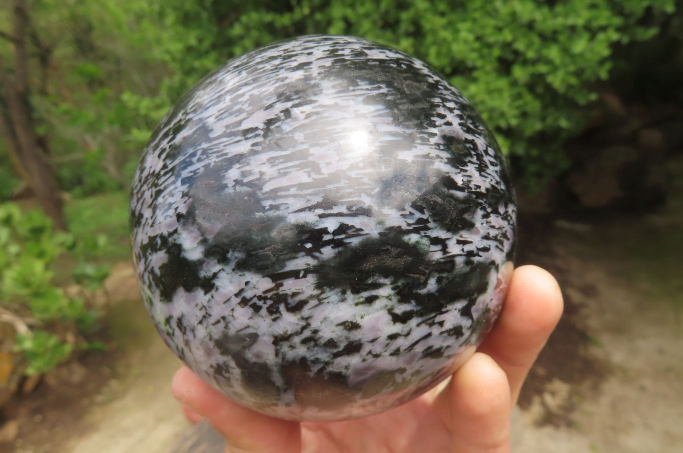 Polished Gabbro / Merlinite Sphere x 1 From Madagascar - Toprock Gemstones and Minerals 