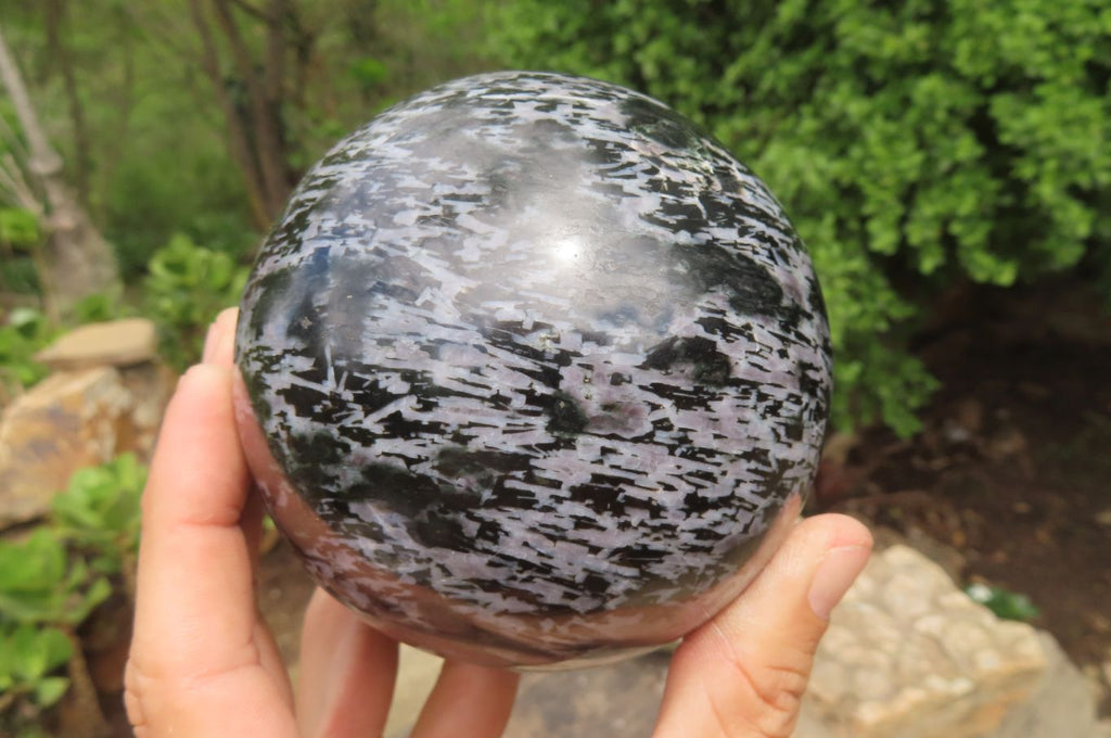 Polished Gabbro / Merlinite Sphere x 1 From Madagascar - Toprock Gemstones and Minerals 