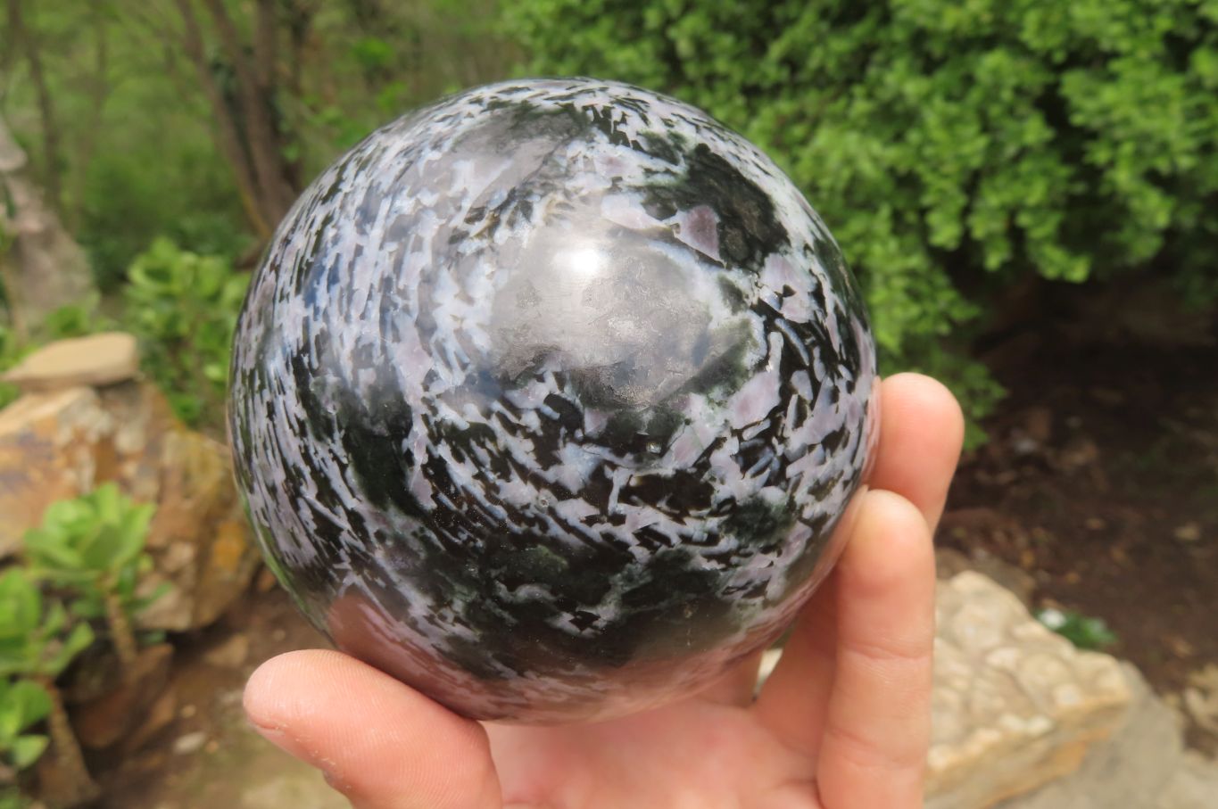 Polished Gabbro / Merlinite Sphere x 1 From Madagascar - Toprock Gemstones and Minerals 