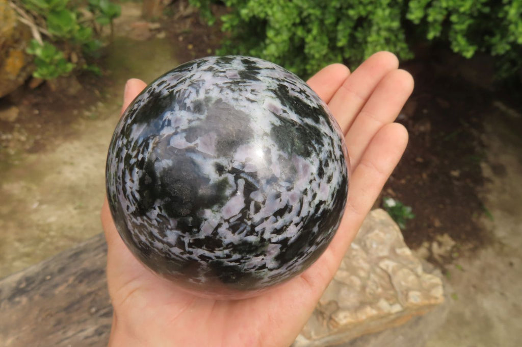 Polished Gabbro / Merlinite Sphere x 1 From Madagascar - Toprock Gemstones and Minerals 