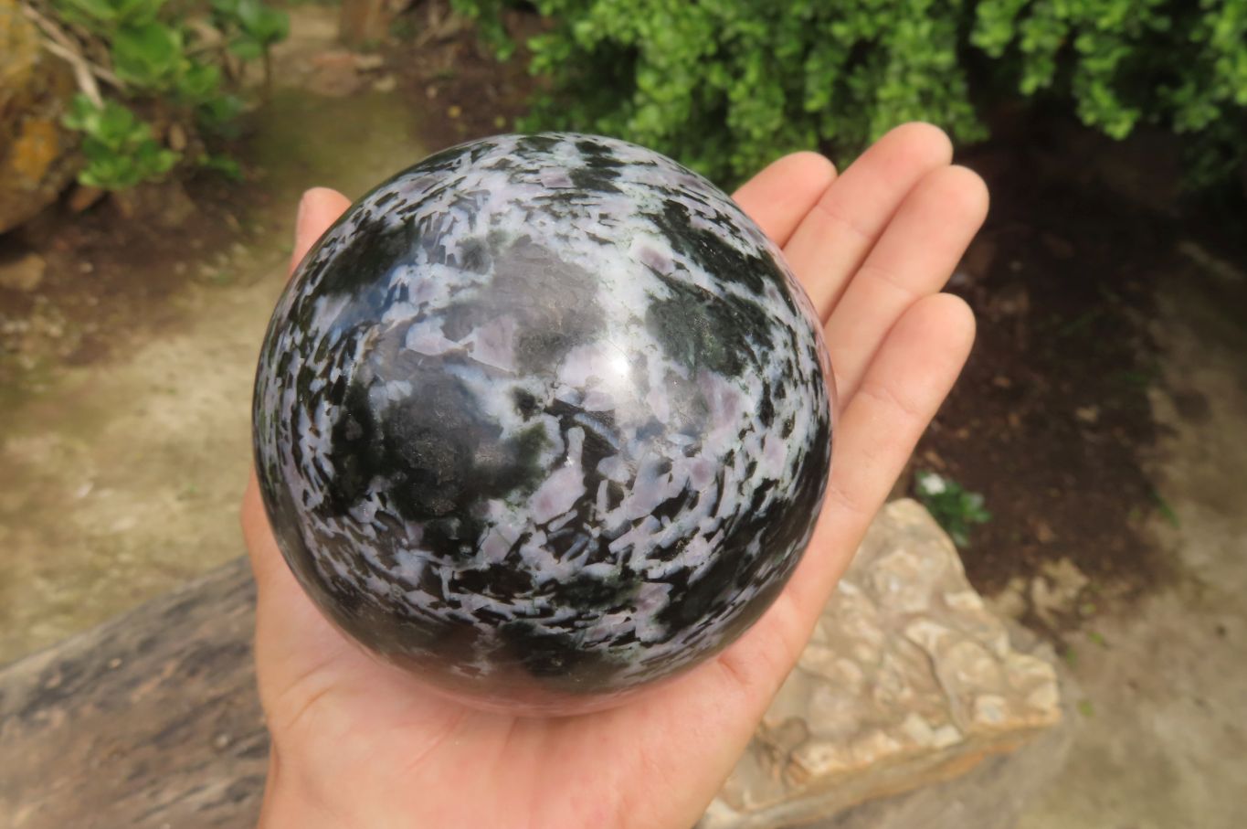 Polished Gabbro / Merlinite Sphere x 1 From Madagascar - Toprock Gemstones and Minerals 