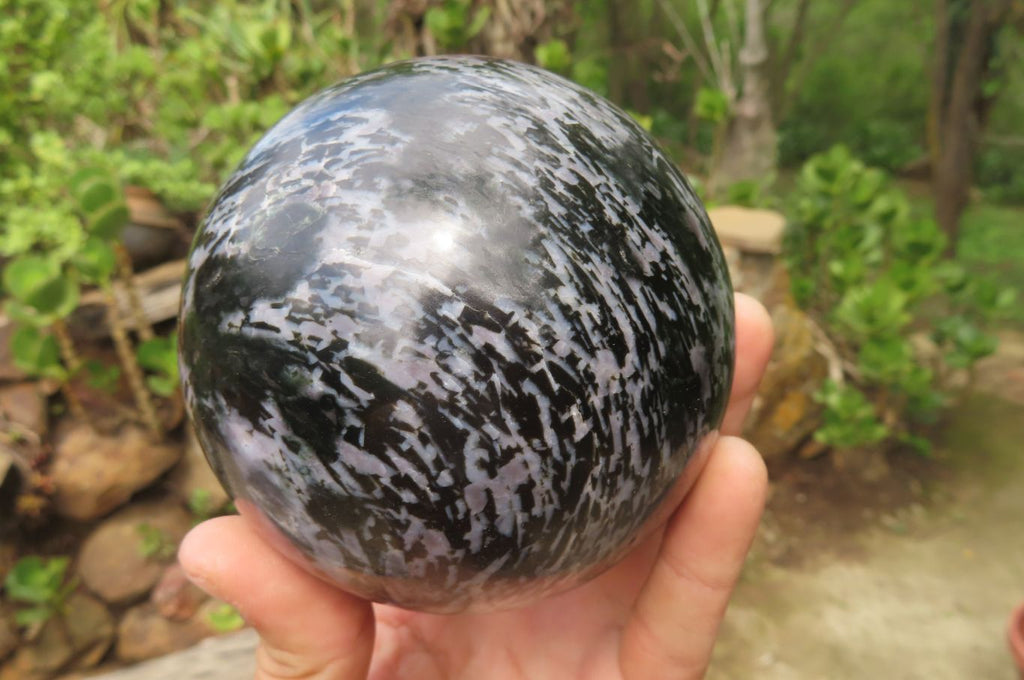 Polished Gabbro / Merlinite Sphere x 1 From Madagascar - Toprock Gemstones and Minerals 