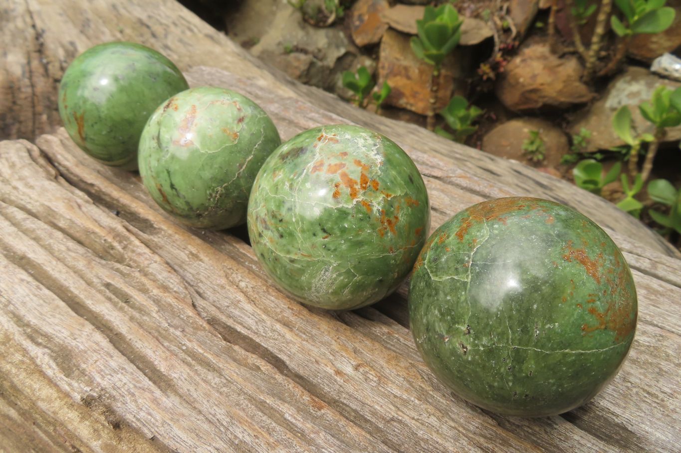 Polished Chrysoprase Spheres x 4 From Madagascar - Toprock Gemstones and Minerals 