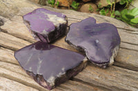Polished On One Side Metallic Purpurite Specimens x 3 From Namibia - Toprock Gemstones and Minerals 