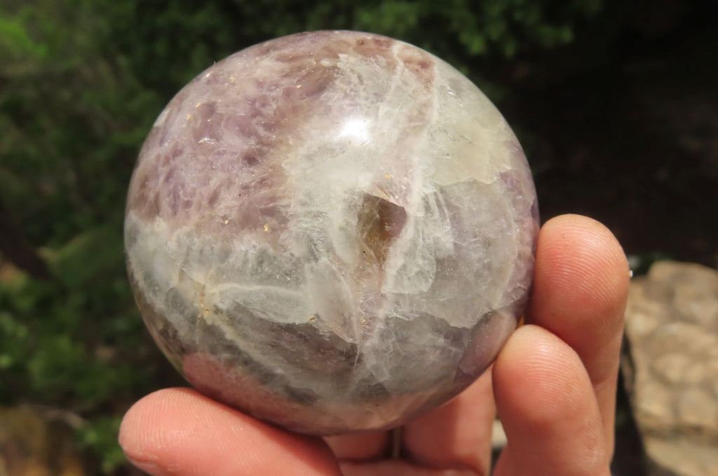 Polished Chevron Amethyst Palm Stones x 6 From Madagascar - Toprock Gemstones and Minerals 