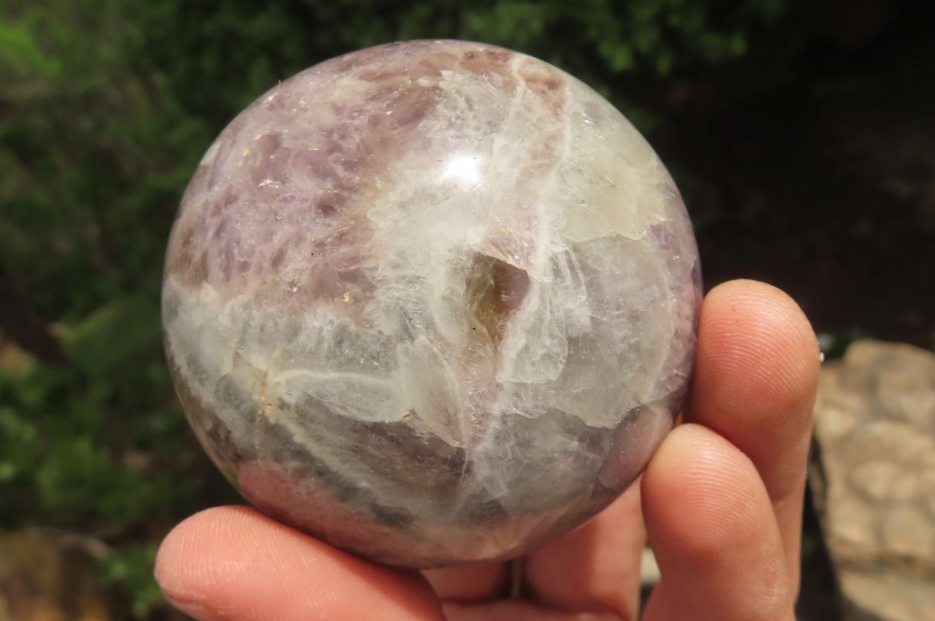 Polished Chevron Amethyst Palm Stones x 6 From Madagascar - Toprock Gemstones and Minerals 