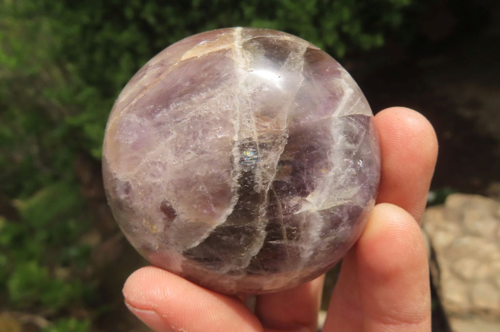 Polished Chevron Amethyst Palm Stones x 6 From Madagascar - Toprock Gemstones and Minerals 