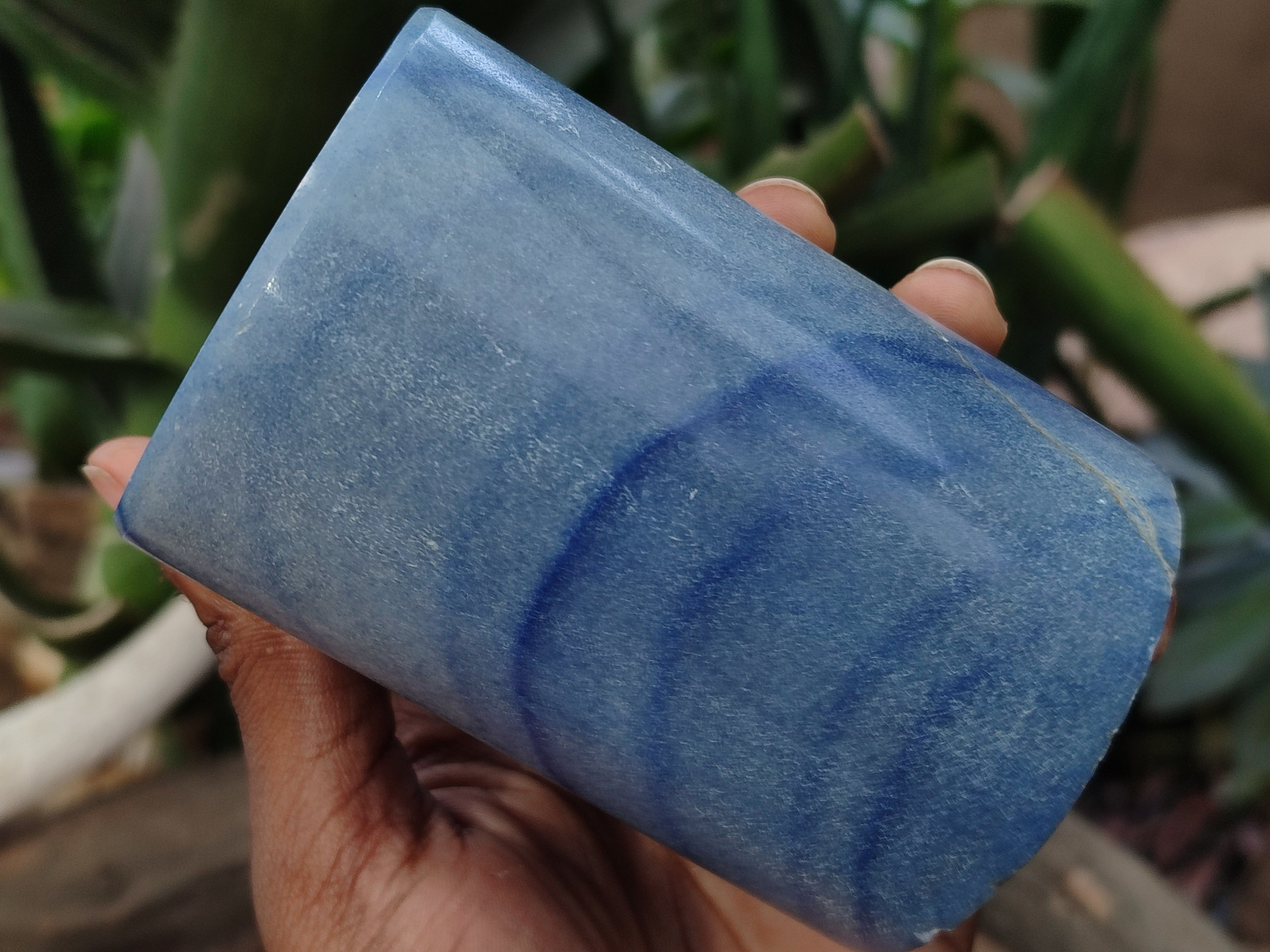 Polished Banded Rose Quartz and Blue Marble Candle Holders x 2 From Southern Africa - Toprock Gemstones and Minerals 