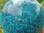 Polished Chrysocolla Conglomerate Spheres on a Wood Stand x 1 From Congo - Toprock Gemstones and Minerals 