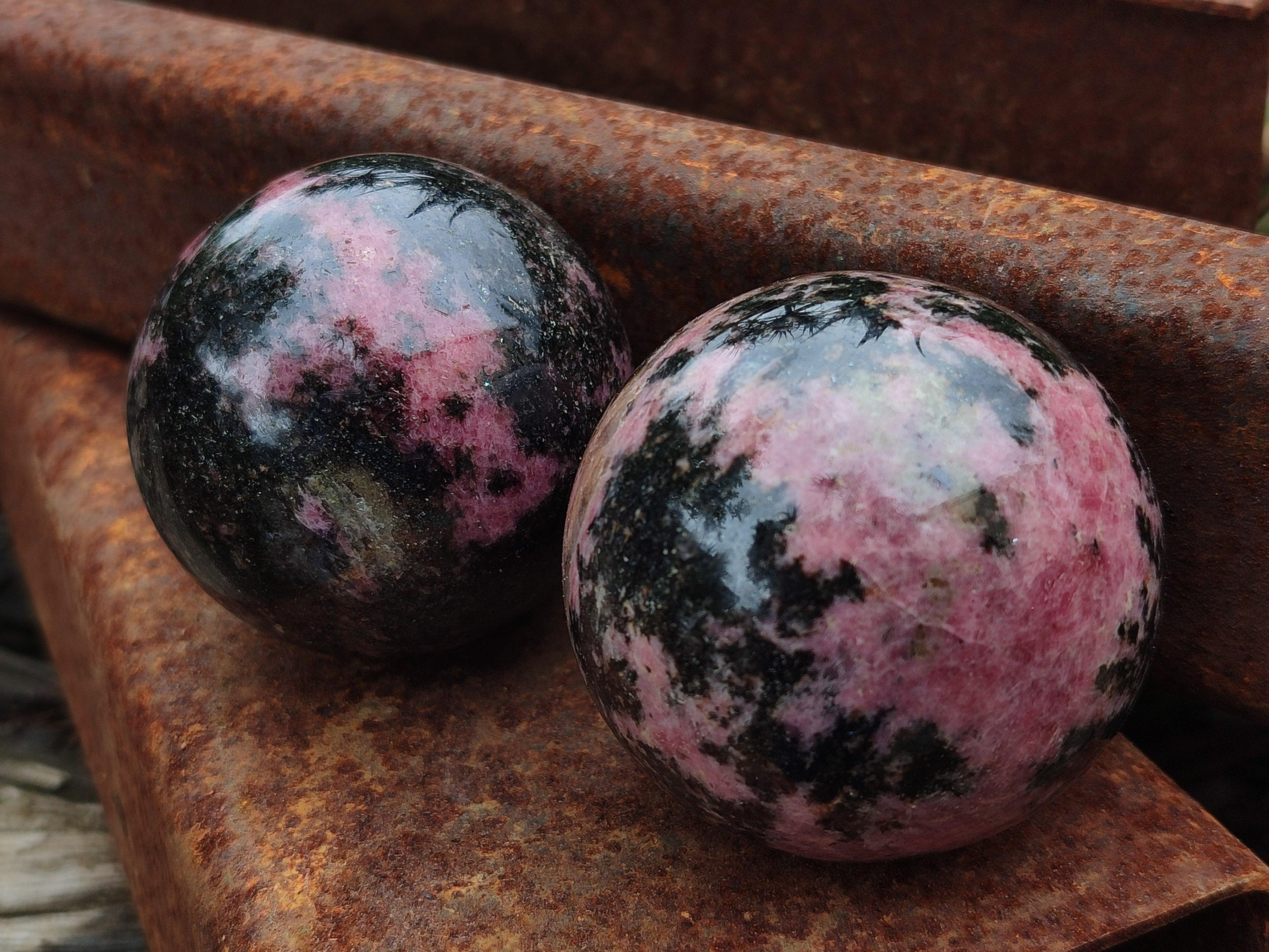 Polished Rhodonite Sphere-Ball x 4 From Ambindavato, Madagascar - Toprock Gemstones and Minerals 
