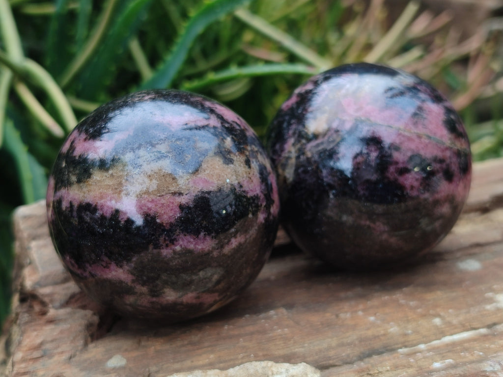 Polished Rhodonite Sphere-Ball x 4 From Ambindavato, Madagascar - Toprock Gemstones and Minerals 