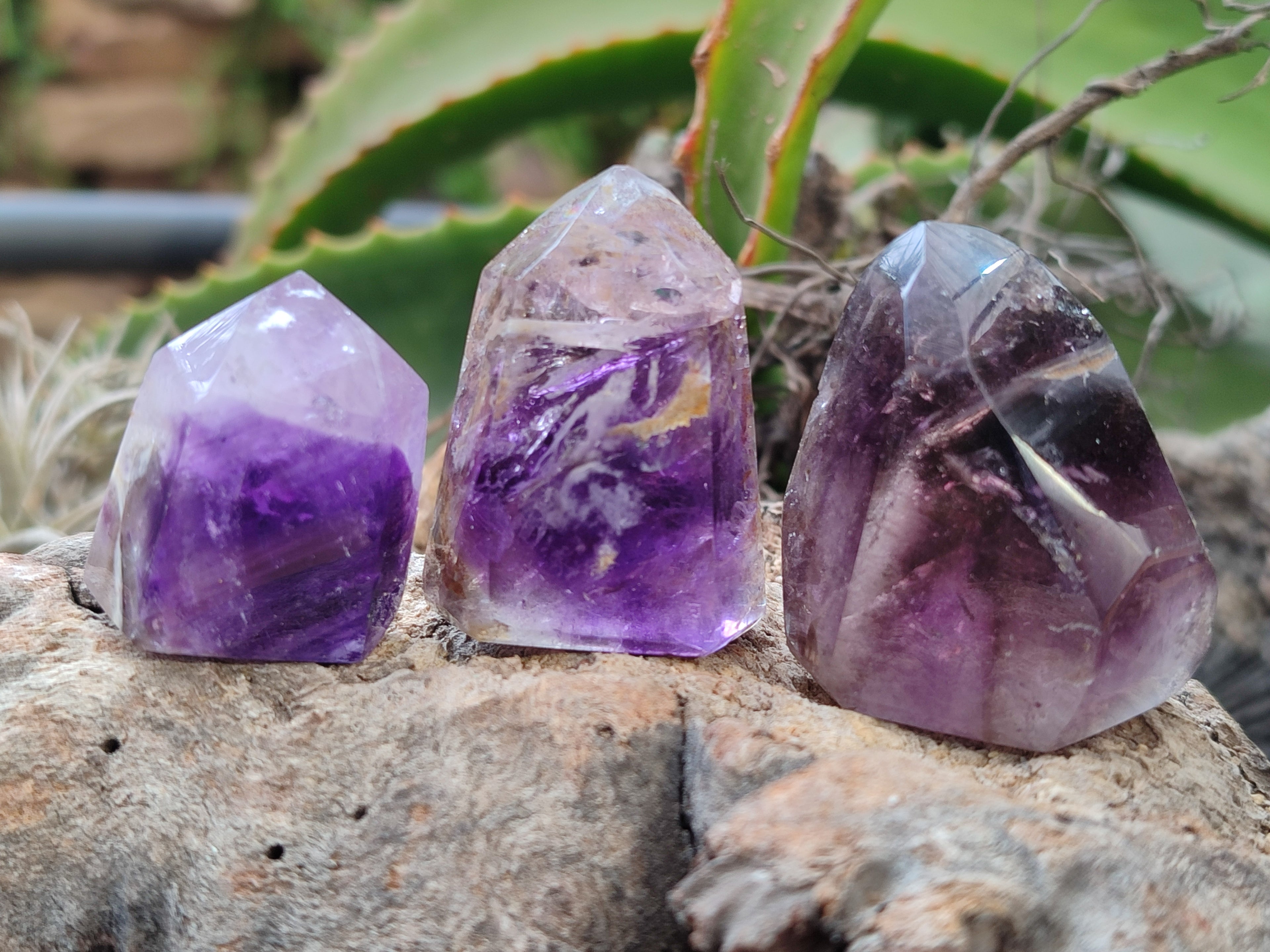 Polished Smokey Amethyst Window Quartz Points x 15 From Akansobe, Madagascar - Toprock Gemstones and Minerals 