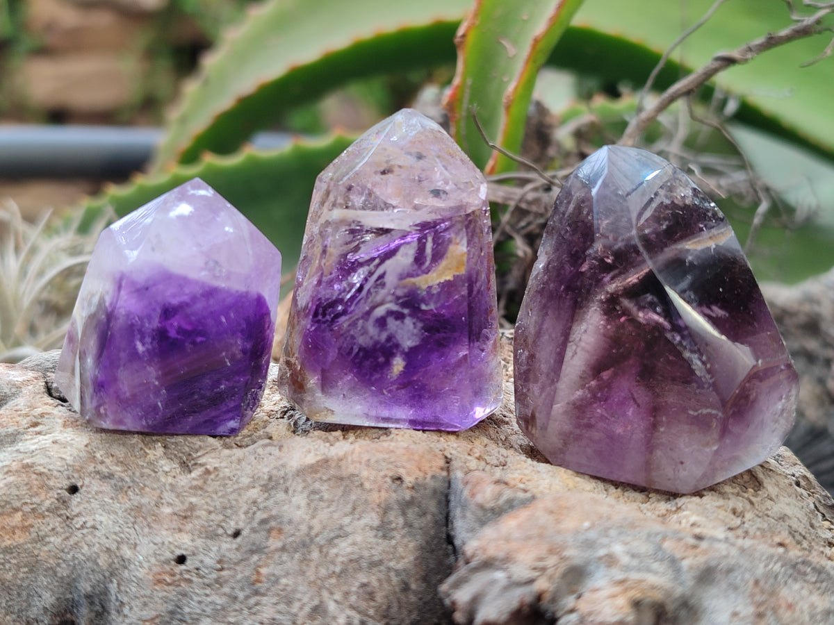 Polished Smokey Amethyst Window Quartz Points x 15 From Akansobe, Madagascar - Toprock Gemstones and Minerals 