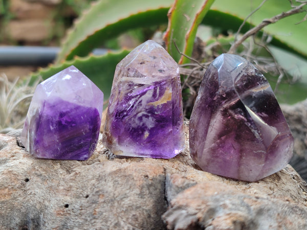 Polished Smokey Amethyst Window Quartz Points x 15 From Akansobe, Madagascar