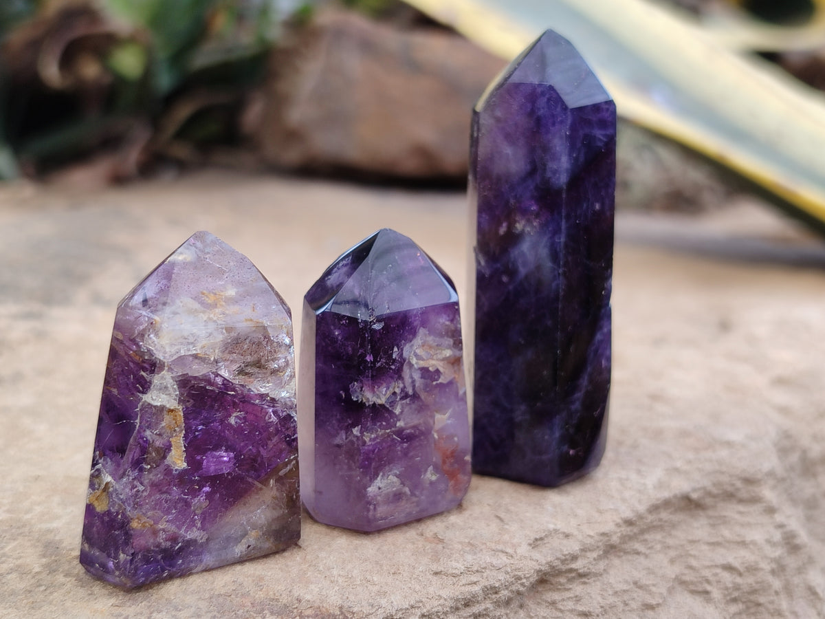 Polished Smokey Amethyst Window Quartz Points x 15 From Akansobe, Madagascar - Toprock Gemstones and Minerals 