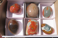 Polished On One Side Polychrome Jasper Nodules x 6 From Mahajanga, Madagascar