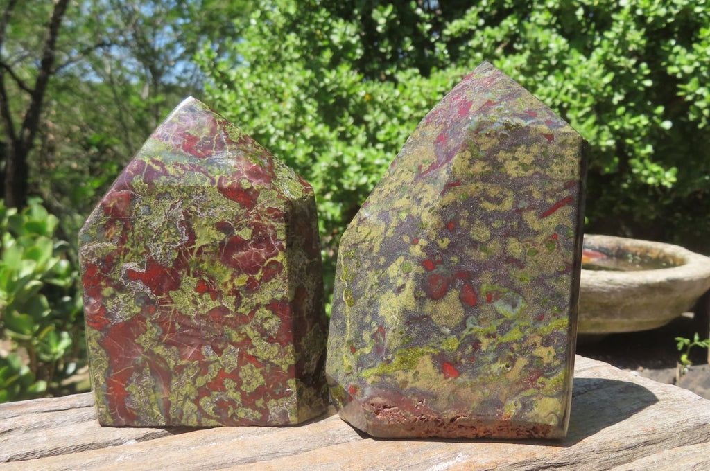 Polished Dragons Blood Stone Points x 2 From Tshipise, South Africa - Toprock Gemstones and Minerals 