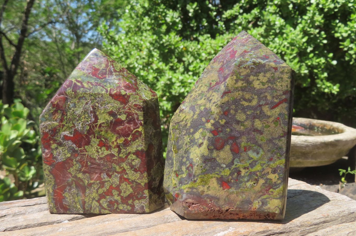 Polished Dragons Blood Stone Points x 2 From Tshipise, South Africa - Toprock Gemstones and Minerals 