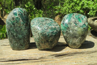 Polished Rare Emerald Mica In Matrix Standing Free Forms x 3 From Mutoko, Zimbabwe - Toprock Gemstones and Minerals 