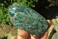 Polished Rare Emerald Mica In Matrix Standing Free Forms x 3 From Mutoko, Zimbabwe - Toprock Gemstones and Minerals 