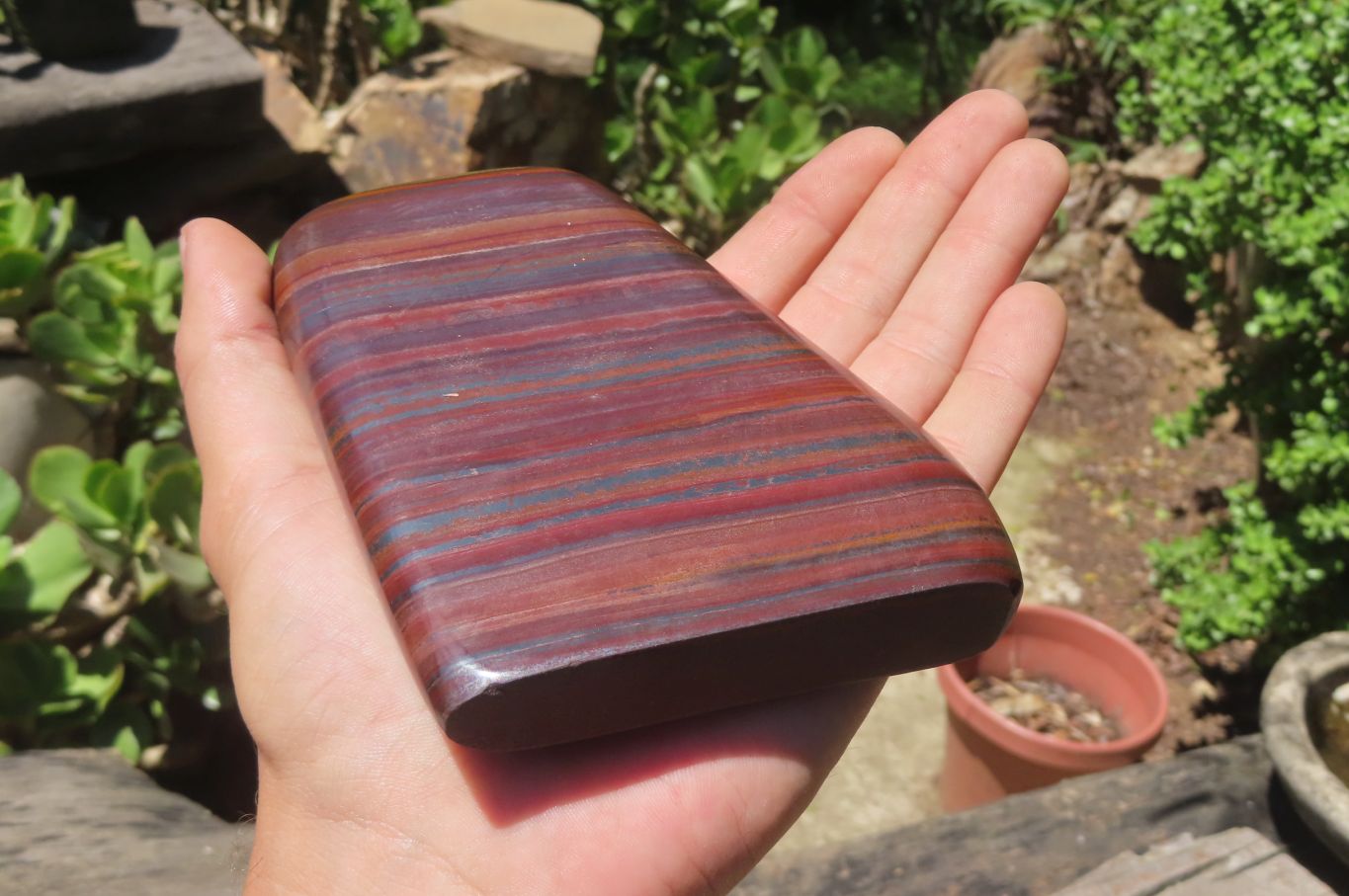 Polished Tiger Iron Jasper Standing Free Forms x 3 From South Africa - Toprock Gemstones and Minerals 