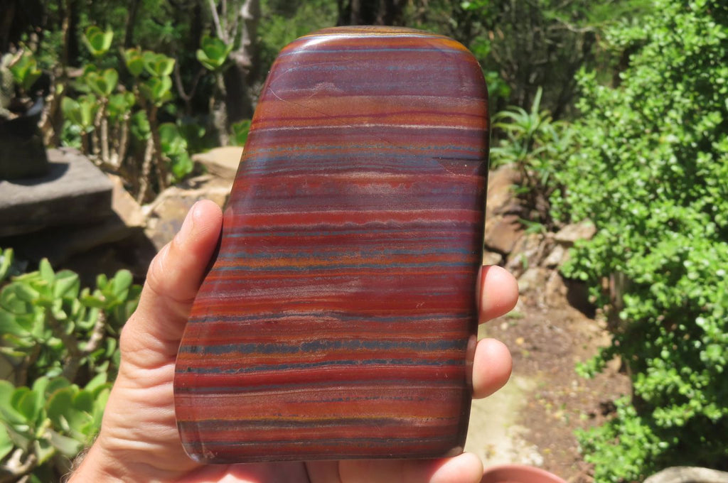 Polished Tiger Iron Jasper Standing Free Forms x 3 From South Africa - Toprock Gemstones and Minerals 