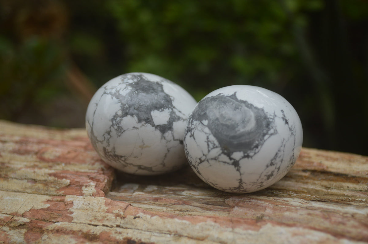 Polished Small Lightning Strike Magnesite - Howlite Gemstone Eggs - Sold Per Item - From Zimbabwe - Toprock Gemstones and Minerals 