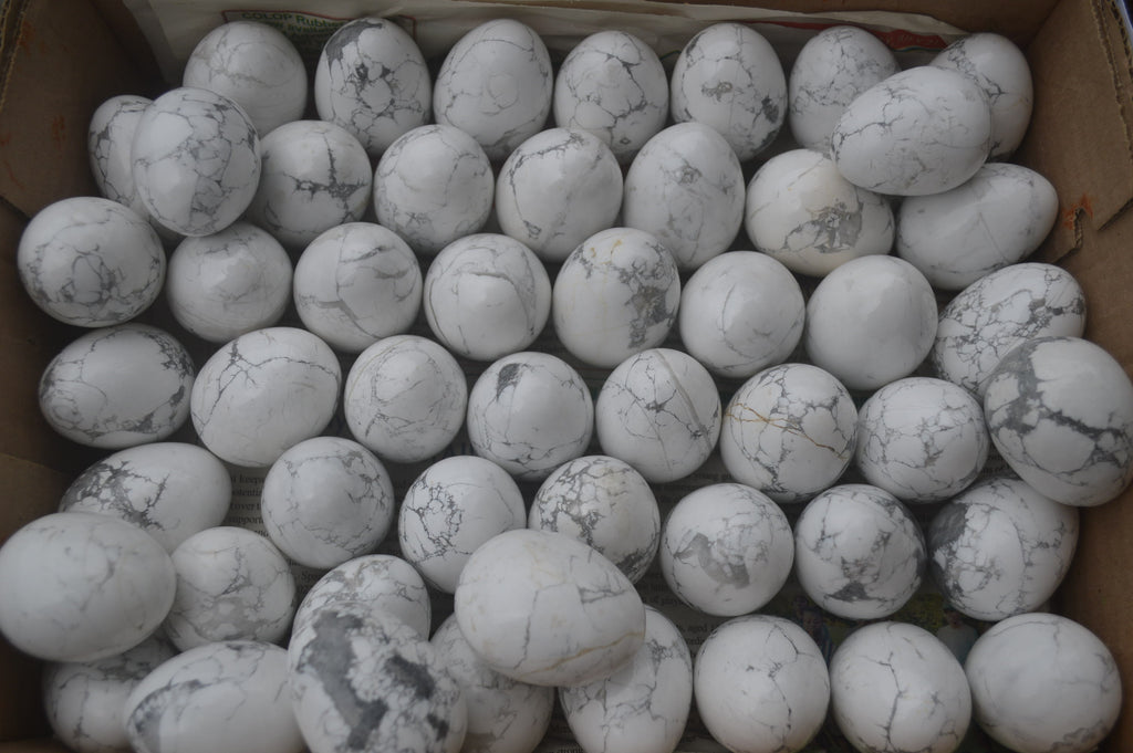Polished Small Lightning Strike Magnesite - Howlite Gemstone Eggs - Sold Per Item - From Zimbabwe - Toprock Gemstones and Minerals 