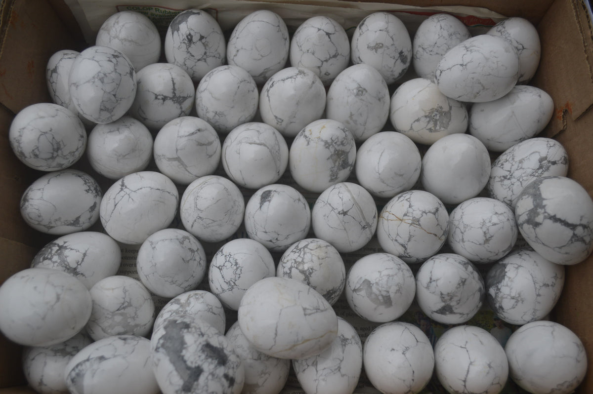 Polished Small Lightning Strike Magnesite - Howlite Gemstone Eggs - Sold Per Item - From Zimbabwe - Toprock Gemstones and Minerals 