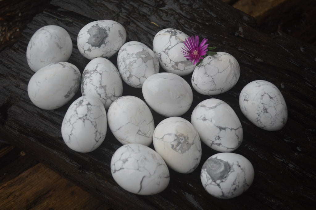 Polished Small Lightning Strike Magnesite - Howlite Gemstone Eggs - Sold Per Item - From Zimbabwe - Toprock Gemstones and Minerals 