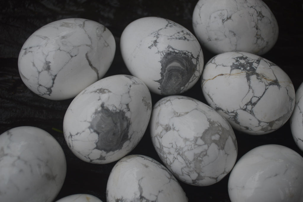 Polished Small Lightning Strike Magnesite - Howlite Gemstone Eggs - Sold Per Item - From Zimbabwe - Toprock Gemstones and Minerals 