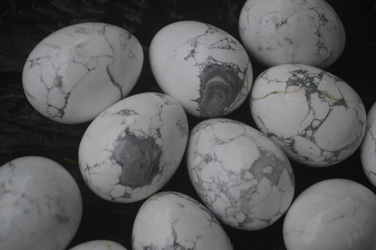 Polished Small Lightning Strike Magnesite - Howlite Gemstone Eggs - Sold Per Item - From Zimbabwe - Toprock Gemstones and Minerals 