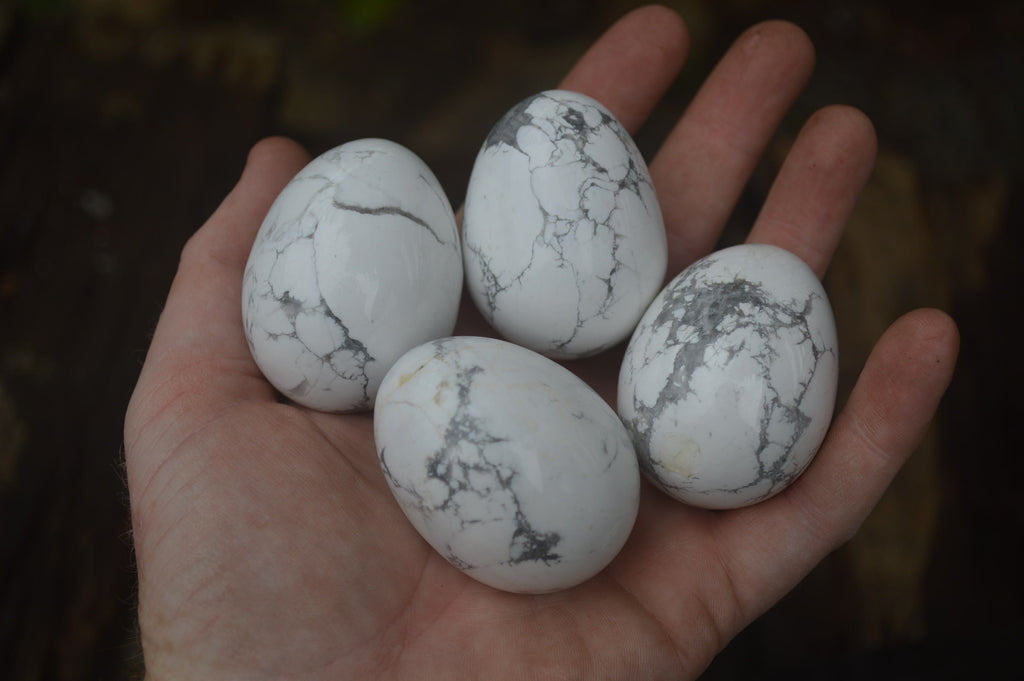 Polished Small Lightning Strike Magnesite - Howlite Gemstone Eggs - Sold Per Item - From Zimbabwe - Toprock Gemstones and Minerals 
