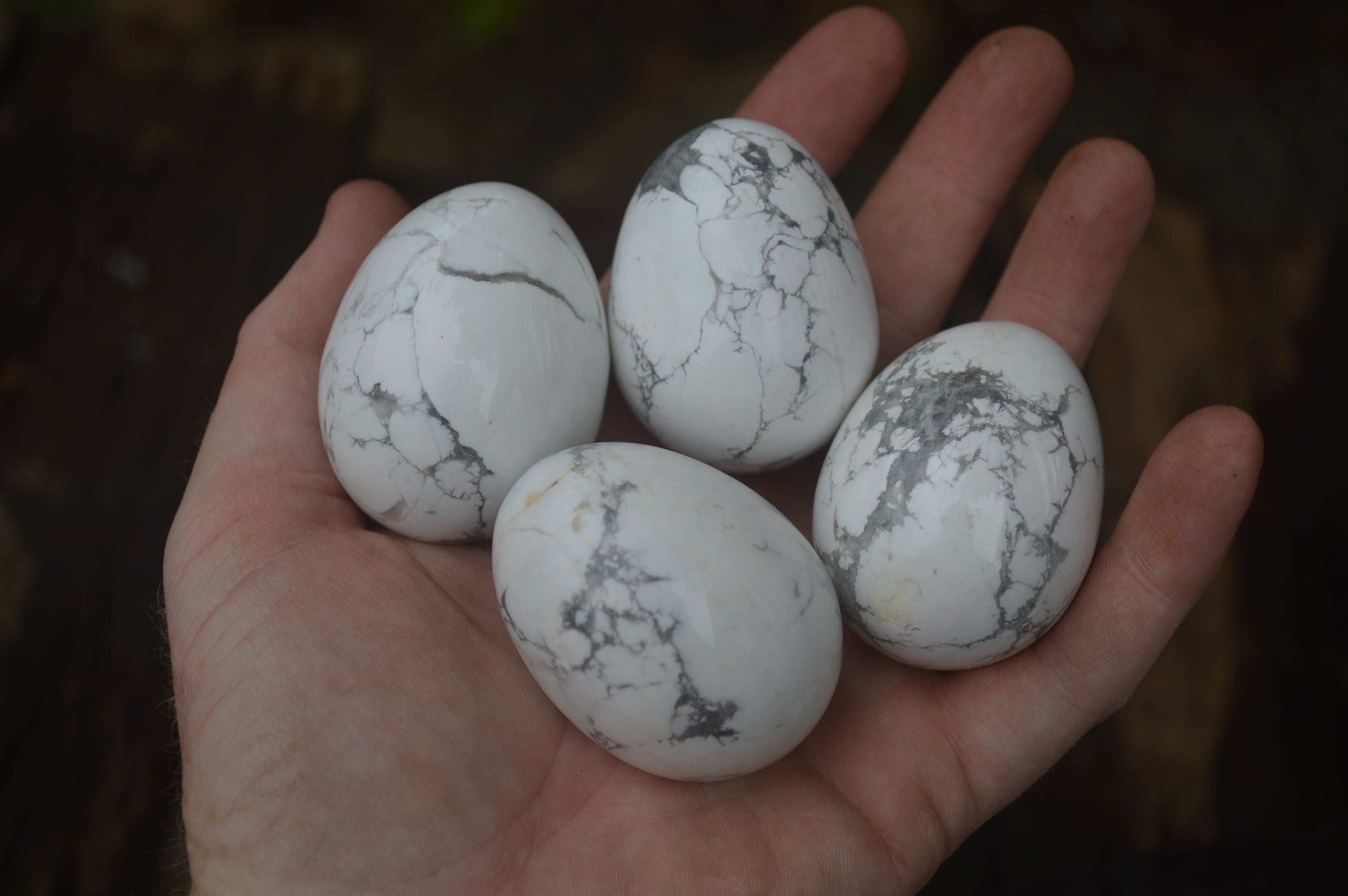 Polished Small Lightning Strike Magnesite - Howlite Gemstone Eggs - Sold Per Item - From Zimbabwe - Toprock Gemstones and Minerals 