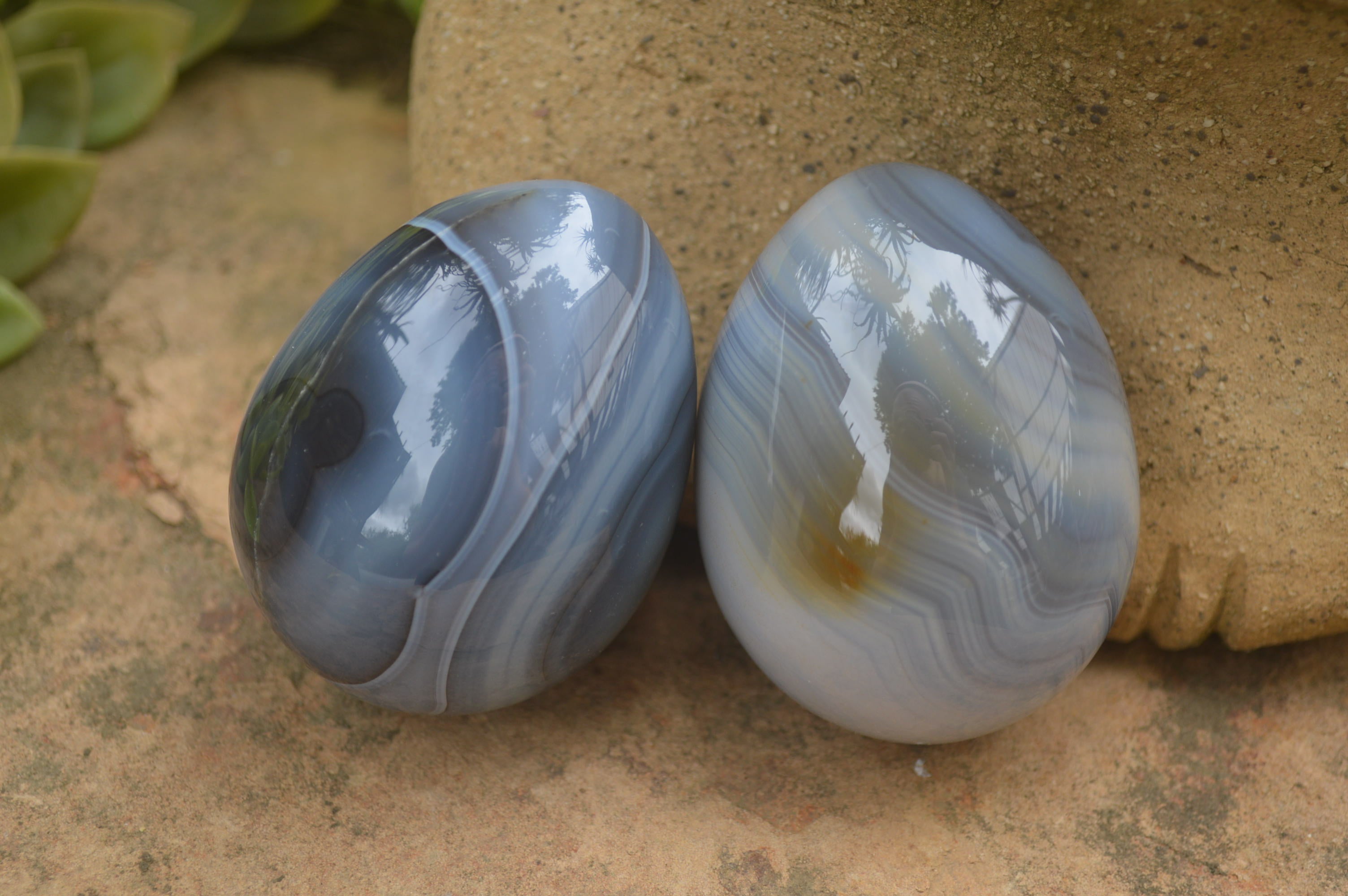 Polished Large Banded Agate Eggs - Sold Per Item - From Madagascar - Toprock Gemstones and Minerals 