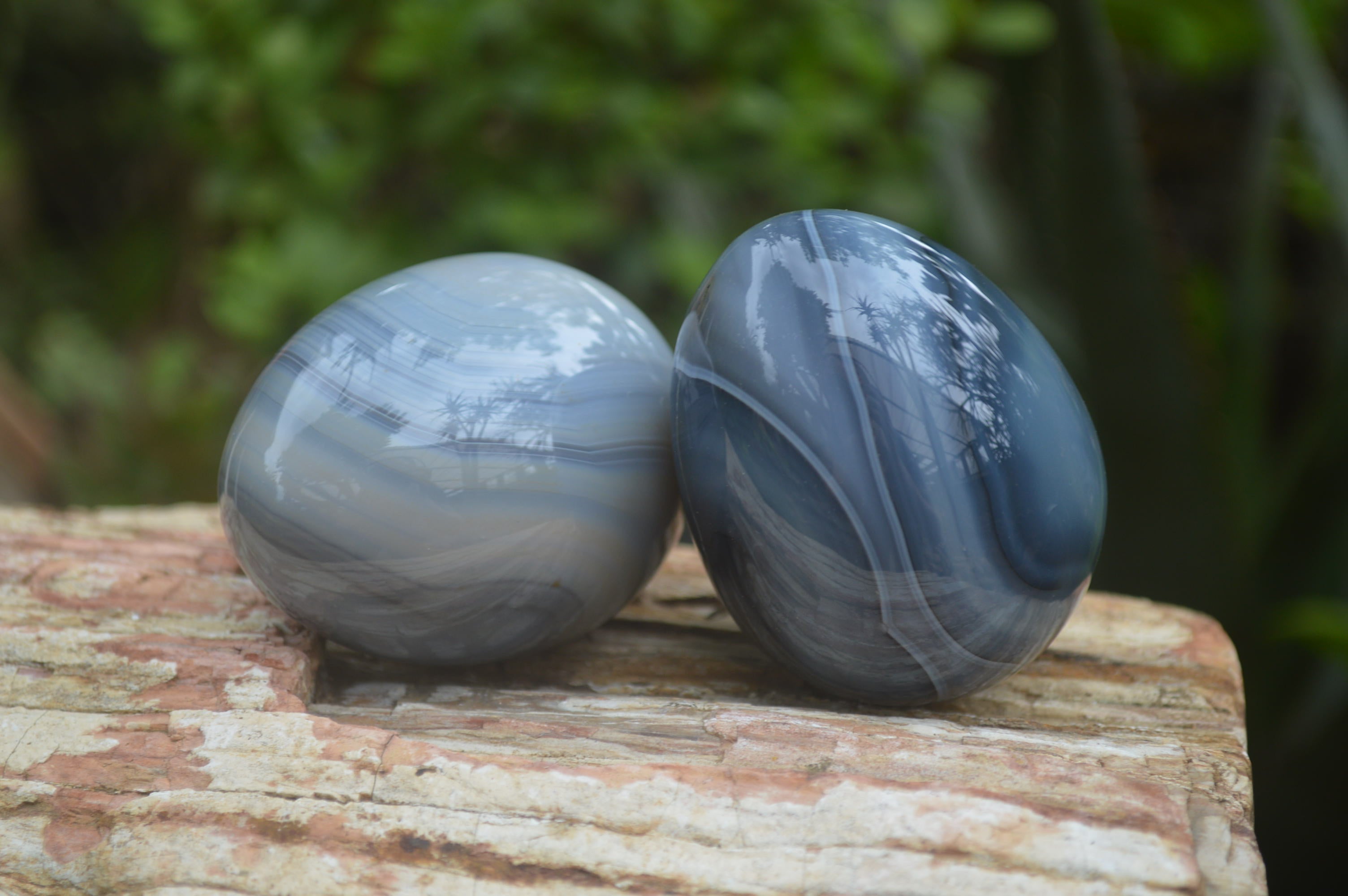Polished Large Banded Agate Eggs - Sold Per Item - From Madagascar - Toprock Gemstones and Minerals 