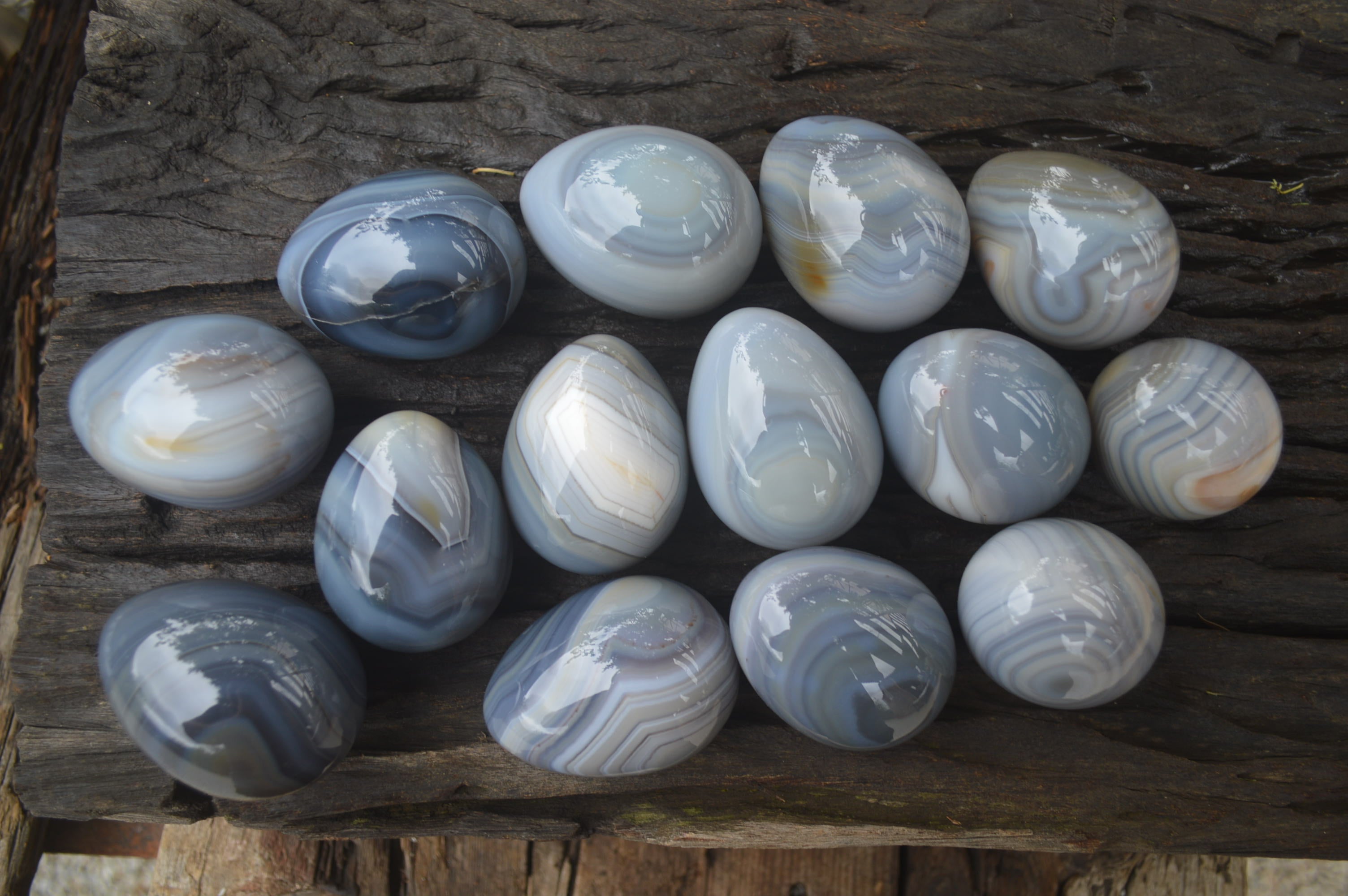 Polished Large Banded Agate Eggs - Sold Per Item - From Madagascar - Toprock Gemstones and Minerals 