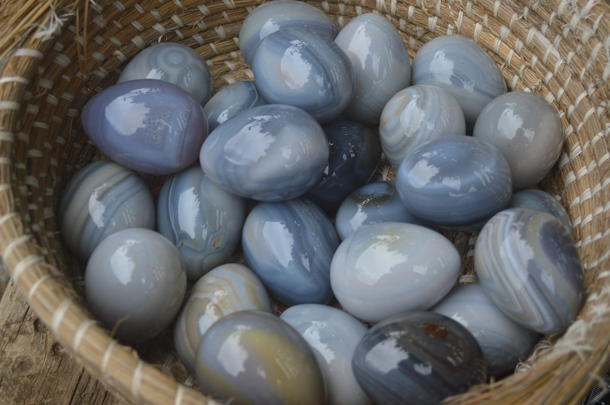 Polished Large Banded Agate Eggs - Sold Per Item - From Madagascar - Toprock Gemstones and Minerals 
