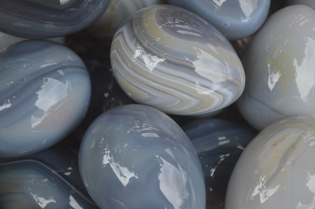 Polished Large Banded Agate Eggs - Sold Per Item - From Madagascar - Toprock Gemstones and Minerals 