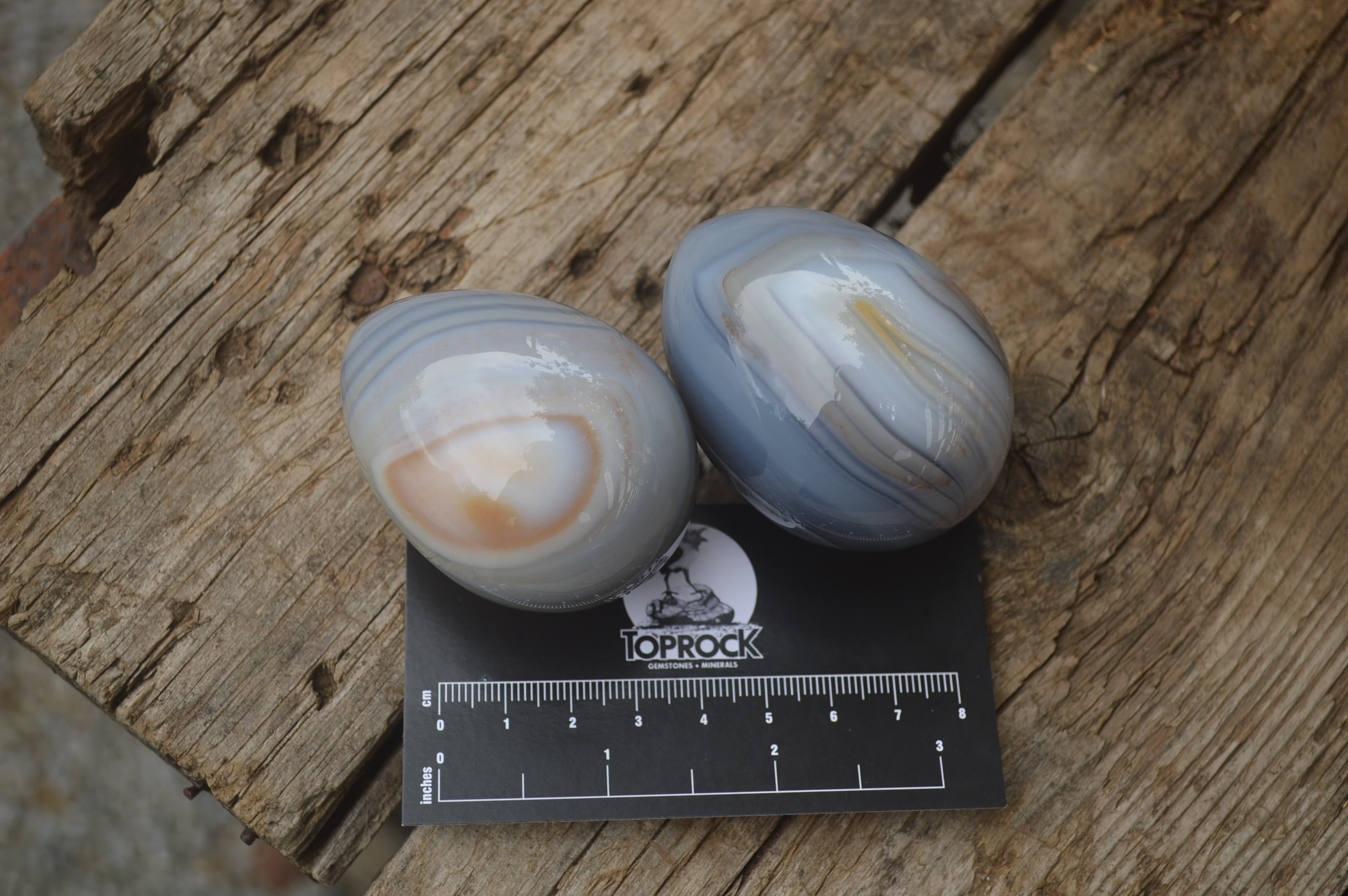 Polished Large Banded Agate Eggs - Sold Per Item - From Madagascar - Toprock Gemstones and Minerals 