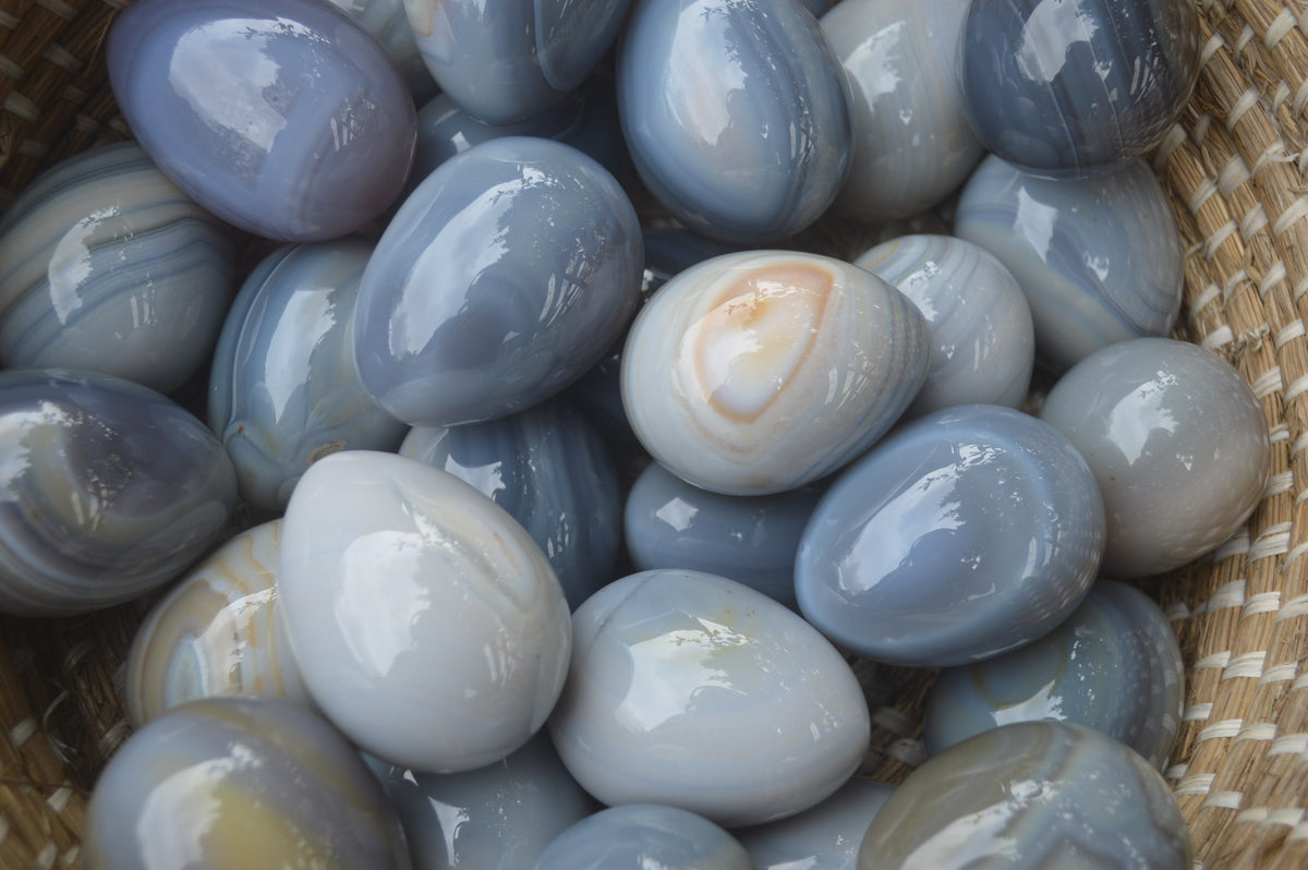 Polished Large Banded Agate Eggs - Sold Per Item - From Madagascar - Toprock Gemstones and Minerals 