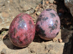 Polished Small Rhodonite Gemstone Eggs - Sold Per Item - From Zimbabwe - Toprock Gemstones and Minerals 