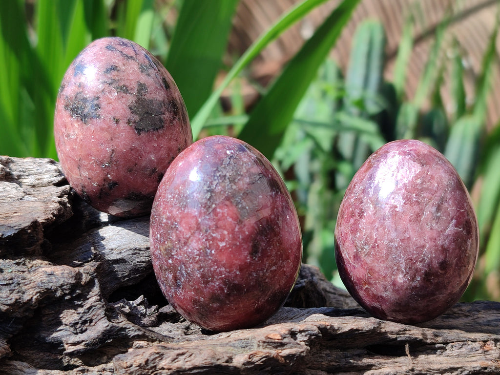 Polished Small Rhodonite Gemstone Eggs - Sold Per Item - From Zimbabwe - Toprock Gemstones and Minerals 
