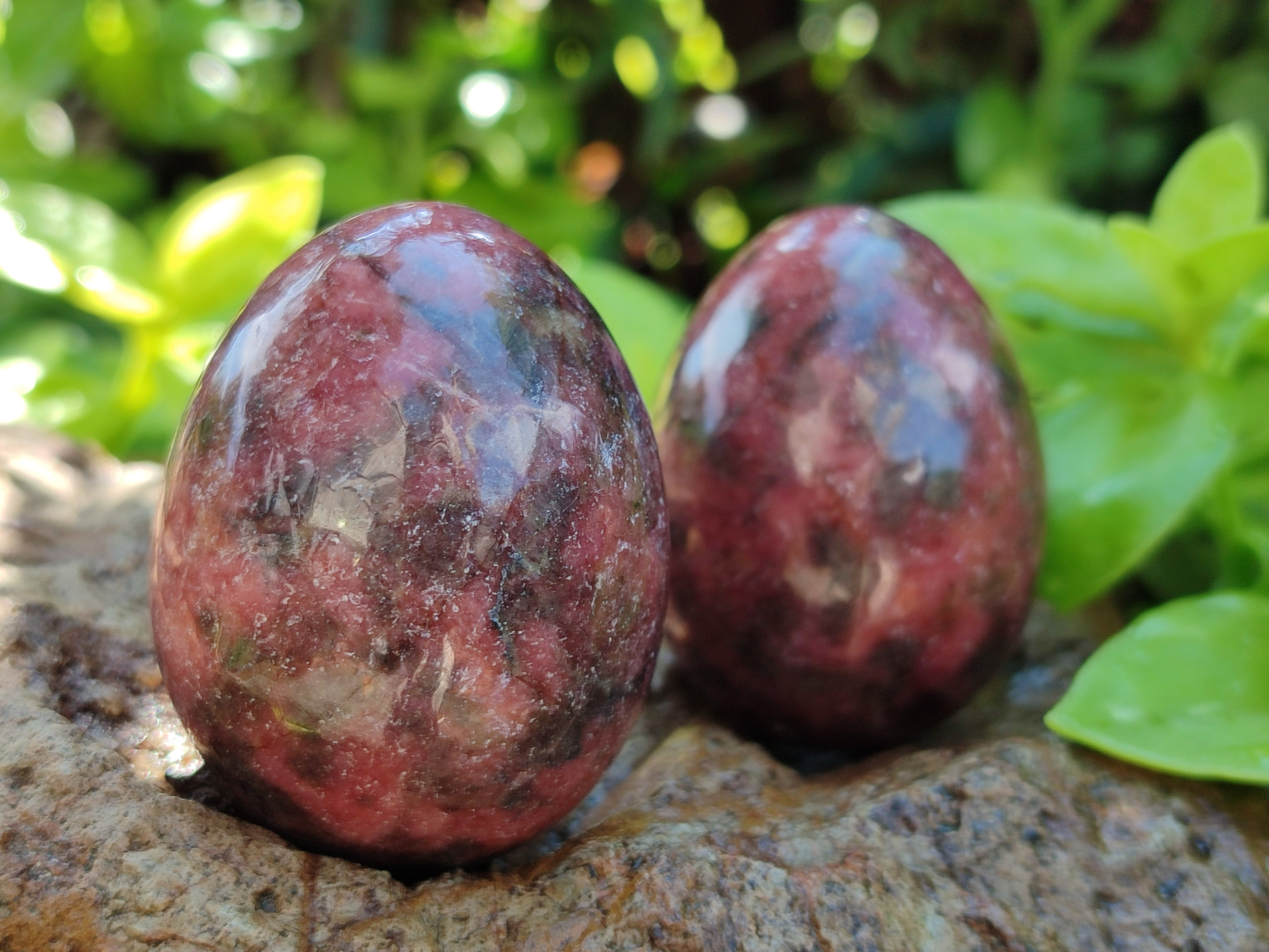 Polished Small Rhodonite Gemstone Eggs - Sold Per Item - From Zimbabwe - Toprock Gemstones and Minerals 