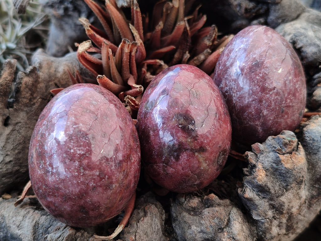 Polished Small Rhodonite Gemstone Eggs - Sold Per Item - From Zimbabwe - Toprock Gemstones and Minerals 