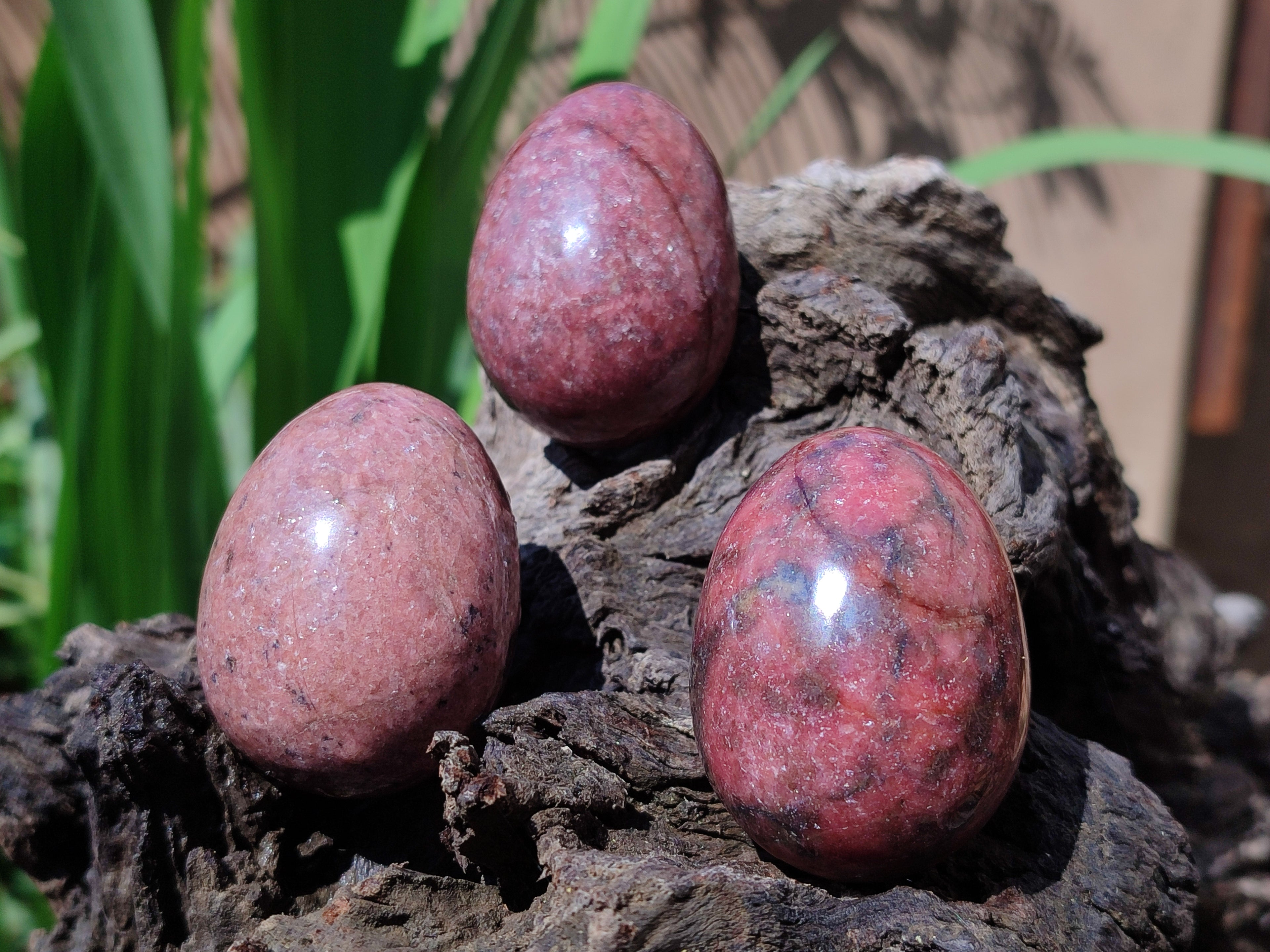Polished Small Rhodonite Gemstone Eggs - Sold Per Item - From Zimbabwe - Toprock Gemstones and Minerals 